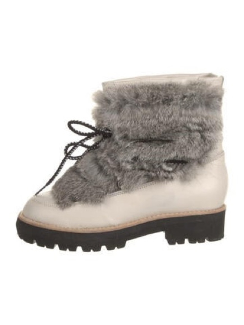 Women’s Cream Winter Lace-Up Fur Trim Boot